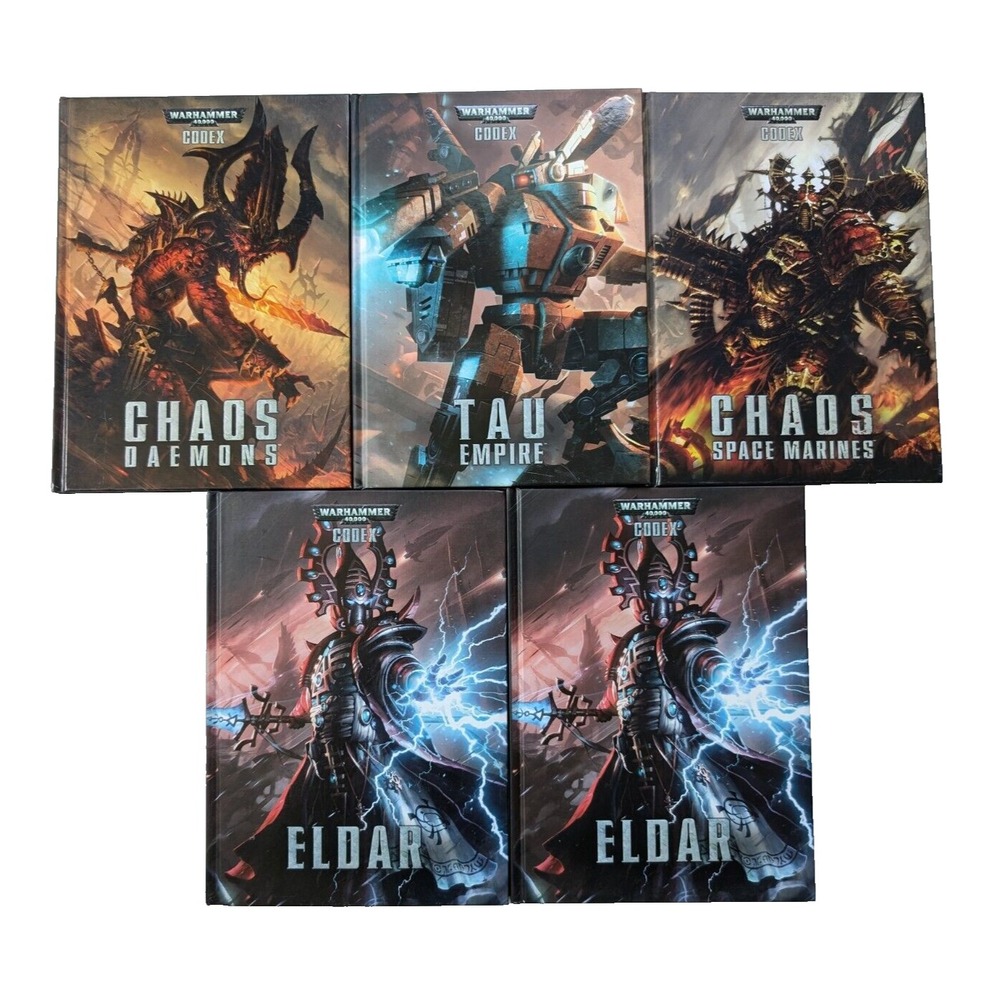 Warhammer 40k Hardcover Codex Lot Tau Empire Chaos Daemons‎ Space Marines Eldar